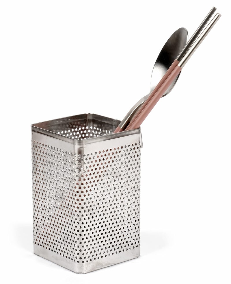 LENITH Kitchen Utensil Chopsticks Perforated Holder with Hooks  Stainless Steel Storage for Organizer Dishwasher Safe Small Square