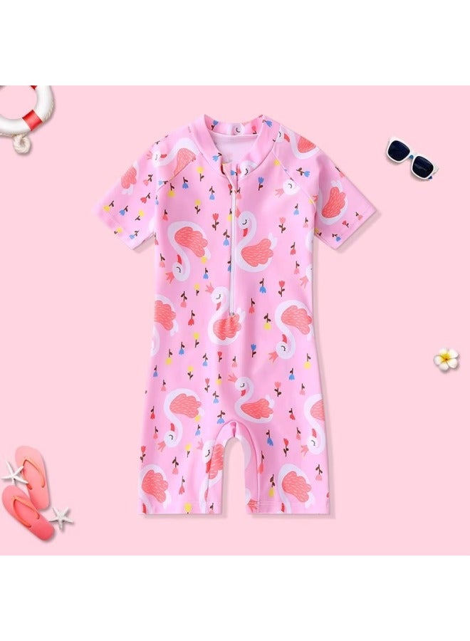 New Girls' Swimsuit Cartoon Short-sleeved Children's Swimming Suit 3-year-old 6-year-old Men's Swimsuit Suit Swimming Cap