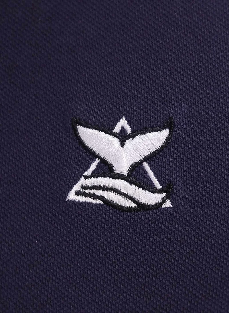 GIORDANO Men's Embroidery Solid Polo - Navy Blue
