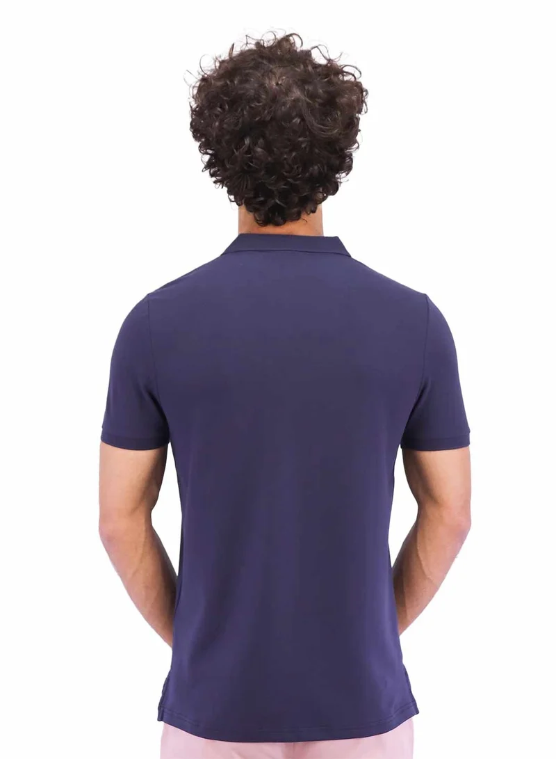GIORDANO Men's Embroidery Solid Polo - Navy Blue