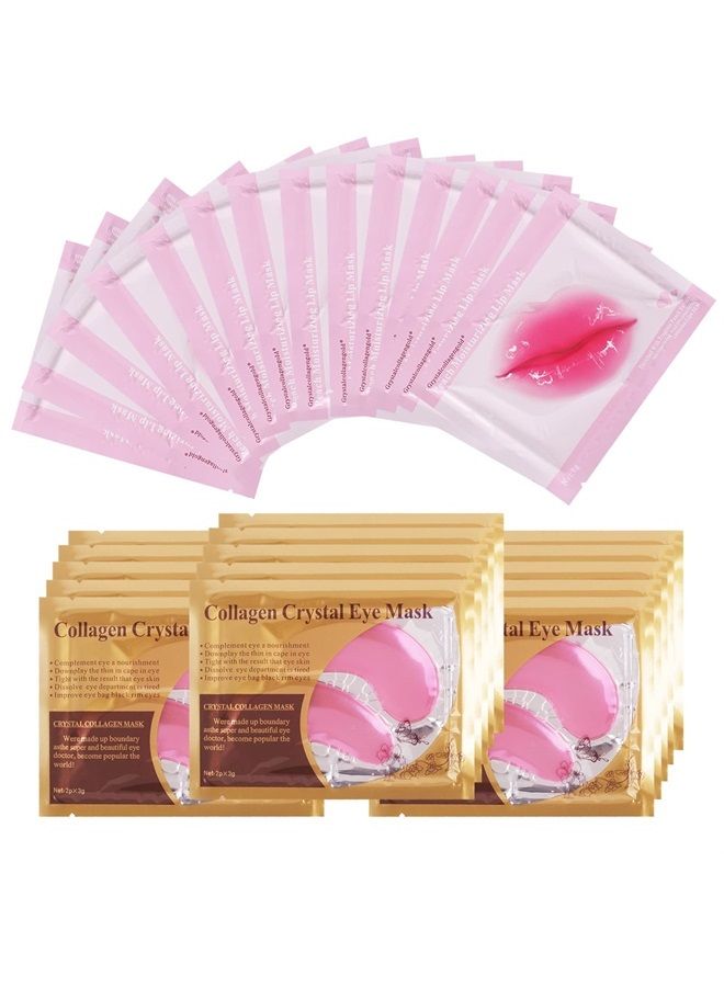 paminify Lip Masks Sheet Moisturizing Crystal Collagen Pink Under Eye Mask Gel Anti-Aging Eye Patches Dark Circle Remover 30 Packs with Box,Pink  - Image 1
