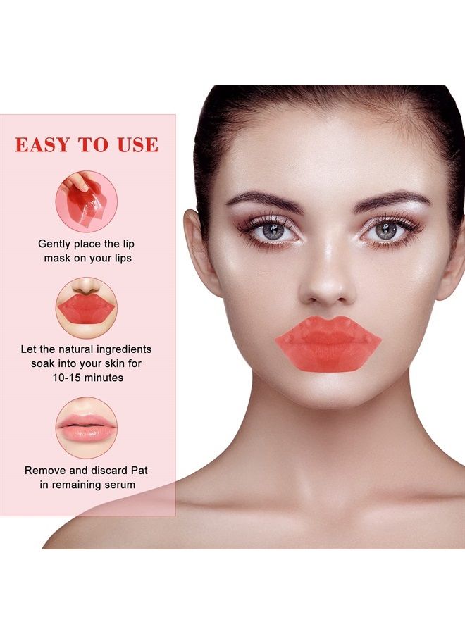 paminify Lip Masks Sheet Moisturizing Crystal Collagen Pink Under Eye Mask Gel Anti-Aging Eye Patches Dark Circle Remover 30 Packs with Box,Pink  - Image 2