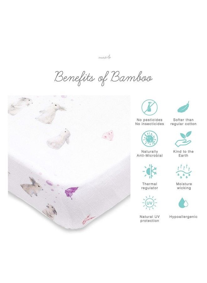 Masilo 100% Bamboo Muslin Crib Fitted Sheets For Mattressfor Baby Cotsfits Upto 6" Deep All Round Elastic For Secure Fitbunny  - Image 4