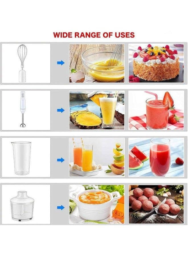 Denx 4-in-1 Electric Hand Blender 400W Stick Mixer with 500ml Chopper, 700ml Measuring Cup & Inox Whisk | Multi-Function Hand Blender with Stainless Steel Blades for Smoothies, Soups & Juices DX3211 - Image 3