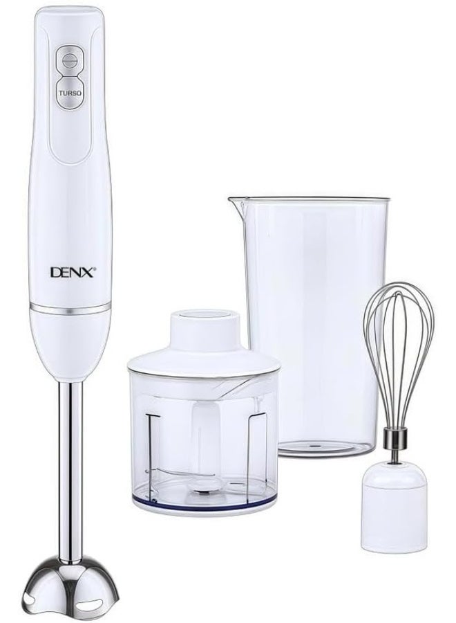 Denx 4-in-1 Electric Hand Blender 400W Stick Mixer with 500ml Chopper, 700ml Measuring Cup & Inox Whisk | Multi-Function Hand Blender with Stainless Steel Blades for Smoothies, Soups & Juices DX3211 - Image 2