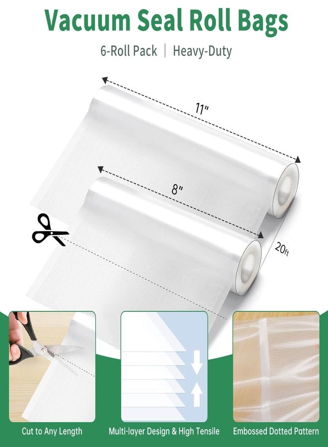 Aotto Vacuum Sealer Bags for Food - 6 Pack 8"x20' (3Rolls) and 11"x20' (3Rolls) Commercial Grade BPA Free Vacuum Seal Bags for Food Storage, Meal Prep and Sous Vide - Image 2