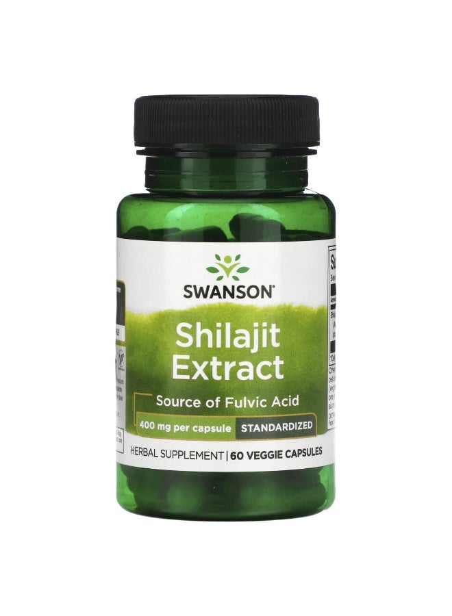 SWANSON Swanson, Shilajit Extract, Standardized, 400 mg, 60 Veggie Capsules  - Image 1