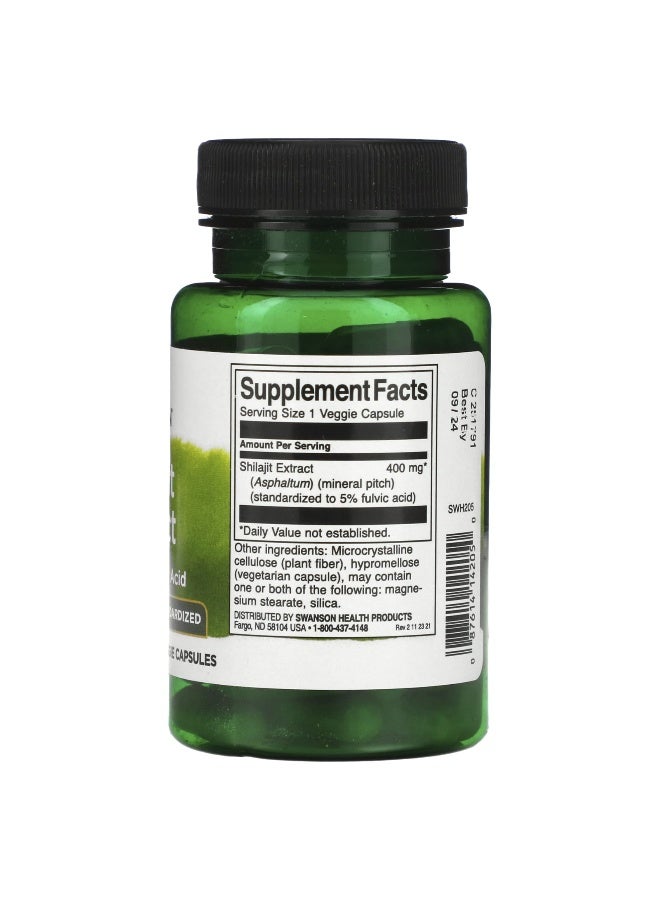 SWANSON Swanson, Shilajit Extract, Standardized, 400 mg, 60 Veggie Capsules  - Image 2