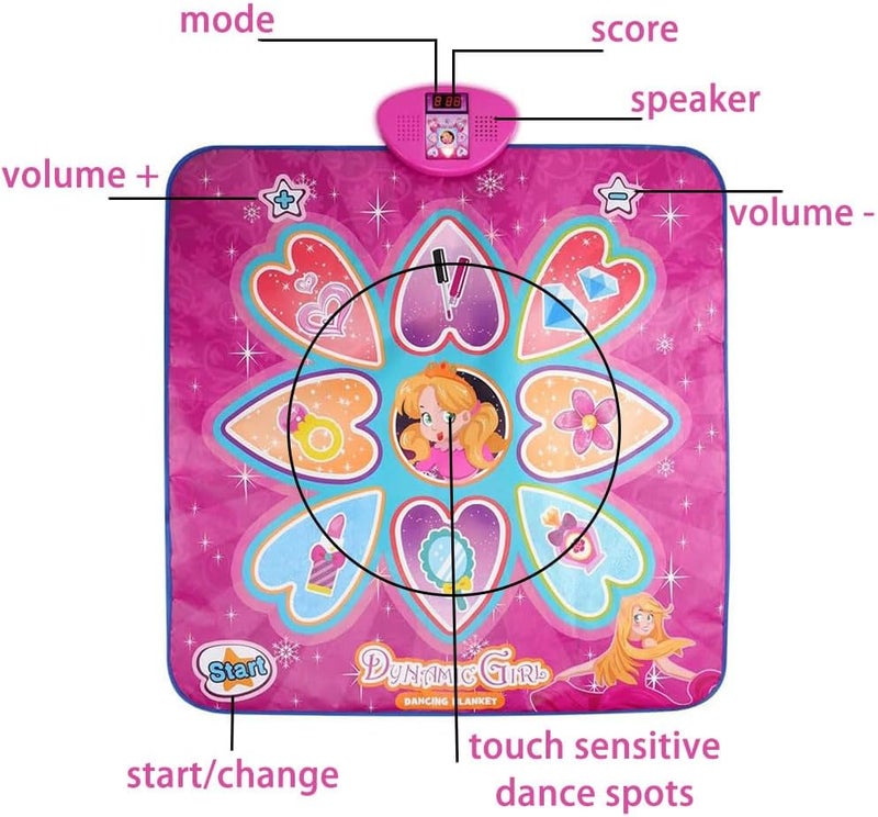 Music Dance Mat - LED Lights Dance Pad with Adjustable Volume and Built-in Dancing-music Pad with LED Lights, Adjustable Volume, Built-in Music (3-12 Years Old) - Image 2