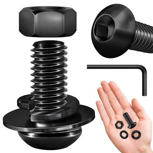 MYWISH (20Sets) 3/8-16 Bolt x 7/8" Button Head Socket Cap Bolts Screws, Black Oxide 304 Stainless Steel Nuts and Bolts, 18-8 Allen Screws, Nuts and Bolts Assortment Kit, Hex Spanner by Mywish - Image 1