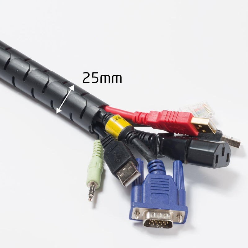 D-Line CZ252.5B Electrical Cable Covers, Cable Zipper to Cover and Organize Cords, Cable Organizer - 25mm Diameter x 2.5m Length - Black - Image 5