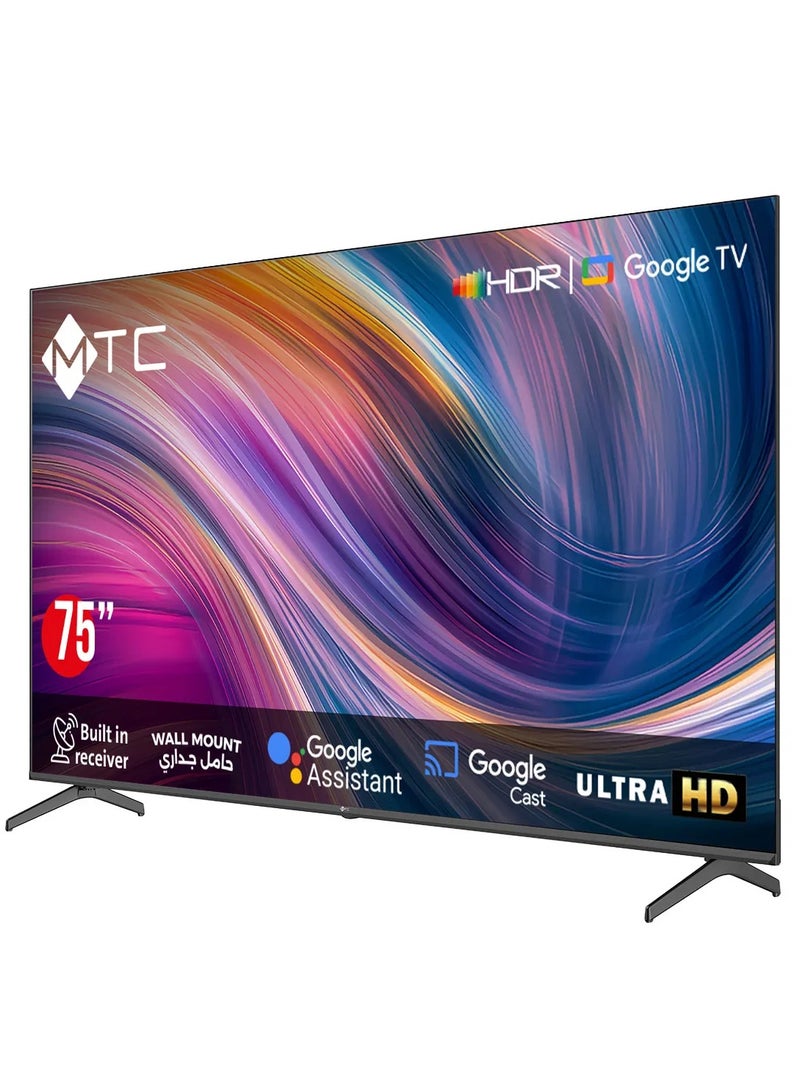 MTC 75-inch Smart TV UHD,  Google TV, Built-In Receiver, Google Assistant, Wall Mount   MT75UH450GO - Image 3