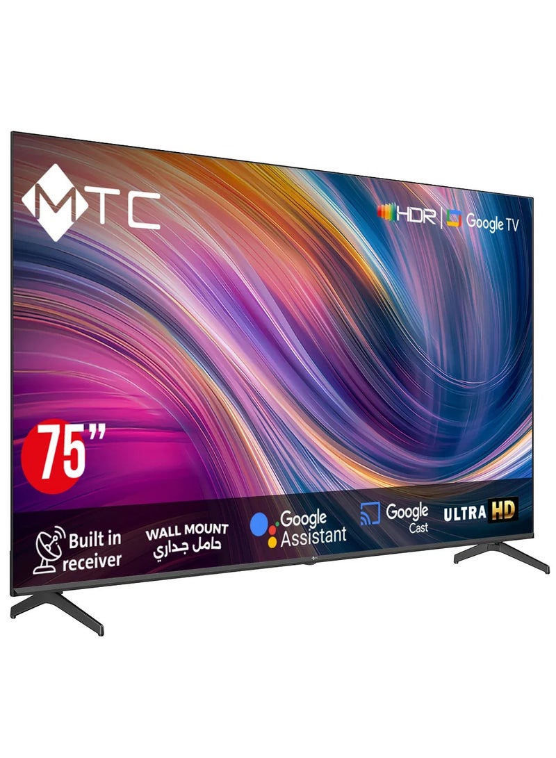 MTC 75-inch Smart TV UHD,  Google TV, Built-In Receiver, Google Assistant, Wall Mount   MT75UH450GO - Image 2