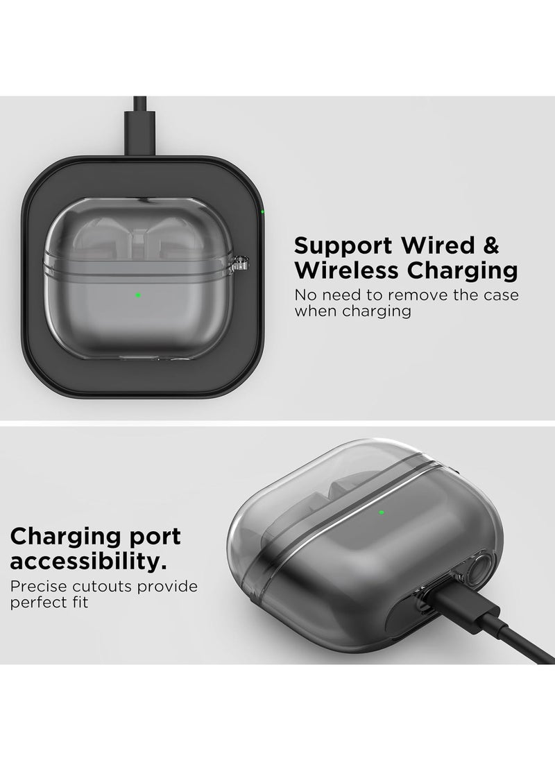 Compatible with Samsung Galaxy Buds3/ 3Pro Earphone Case Drop Resistant Case with Mounter Clasp, Clear TPU Case (Anti-Yellow) Wireless Charging Support