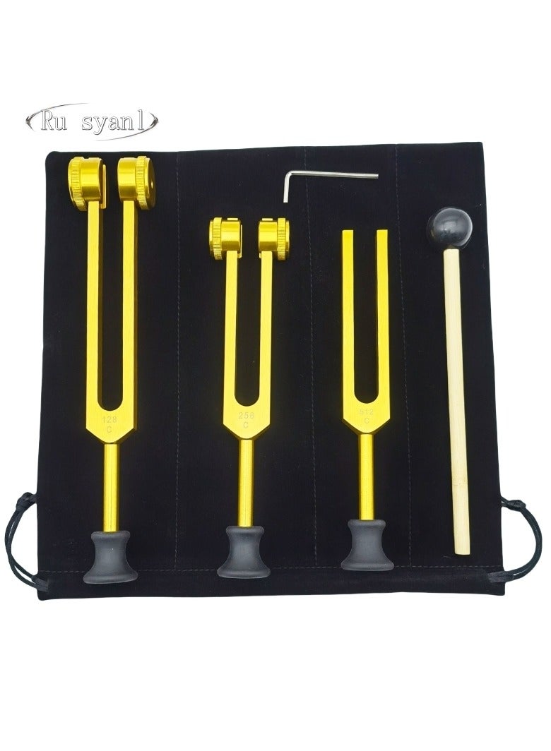 Ru syanl Tuning Forks Set 128Hz 256Hz 512Hz Body Tuning Forks Perfect for Chakra Healing Sound Healing DNA Repair Therapy with Silicone Hammer and Soft Storage Bag - Image 1