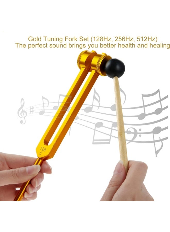 Ru syanl Tuning Forks Set 128Hz 256Hz 512Hz Body Tuning Forks Perfect for Chakra Healing Sound Healing DNA Repair Therapy with Silicone Hammer and Soft Storage Bag - Image 4