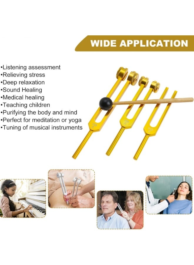 Ru syanl Tuning Forks Set 128Hz 256Hz 512Hz Body Tuning Forks Perfect for Chakra Healing Sound Healing DNA Repair Therapy with Silicone Hammer and Soft Storage Bag - Image 3