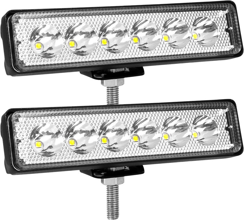 سكاي وورلد 2 قطعة 6 بوصة 18 واط شريط إضاءة عمل LED صف واحد فائق النحافة شعاع نقطي ضباب قيادة أضواء الطرق الوعرة أضواء القوارب مصباح عمل LED لسيارات SUV ATV 4x4 4WD شاحنة حفارة 12V 24V - Image 1