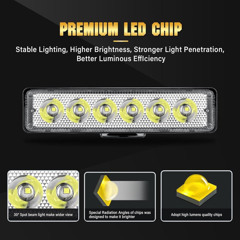 سكاي وورلد 2 قطعة 6 بوصة 18 واط شريط إضاءة عمل LED صف واحد فائق النحافة شعاع نقطي ضباب قيادة أضواء الطرق الوعرة أضواء القوارب مصباح عمل LED لسيارات SUV ATV 4x4 4WD شاحنة حفارة 12V 24V - Image 3