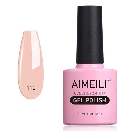 AIMEILI Soak Off U V LED Hema Free Nude Gel Nail Polish Cruelty Free Vegan Nail Gel Clivia Miniata 119 10ml - Image 1