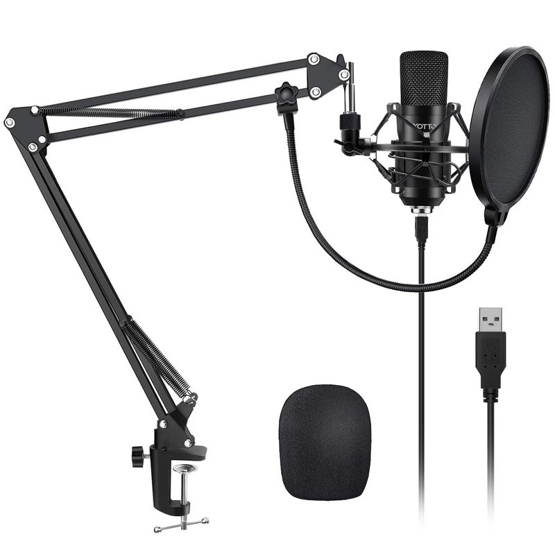 YOTTO USB Microphone Kit 192KHZ/24BIT Plug & Play Computer PC Microphone Studio Streaming Cardioid Mic with Boom Arm Shock Mount Pop Filter for Recording Broadcasting YouTube Gaming Voice - Image 1