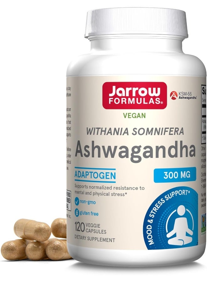 جارو فورملاز Jarrow Formulas Ashwagandha 300 mg، يدعم مقاومة التعب، 120 كبسولة نباتية - Image 1