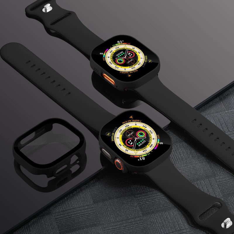 Charlam 3 Pack Charlam Compatible with Apple Watch 49mm Ultra Screen Protector iWatch Case, Full Protective Ultra-Thin Hard PC Bumper Cases Scratch Resistant HD Clear Protective Face Cover, Black, 49mm - Image 4