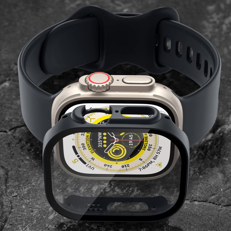 Charlam 3 Pack Charlam Compatible with Apple Watch 49mm Ultra Screen Protector iWatch Case, Full Protective Ultra-Thin Hard PC Bumper Cases Scratch Resistant HD Clear Protective Face Cover, Black, 49mm - Image 3