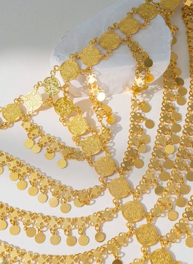 اكسسوار طوق رأس للاحتفال بيوم التأسيس واليوم الوطني السعودي بسلاسل ذهبية  بتصميم عملات - Image 3