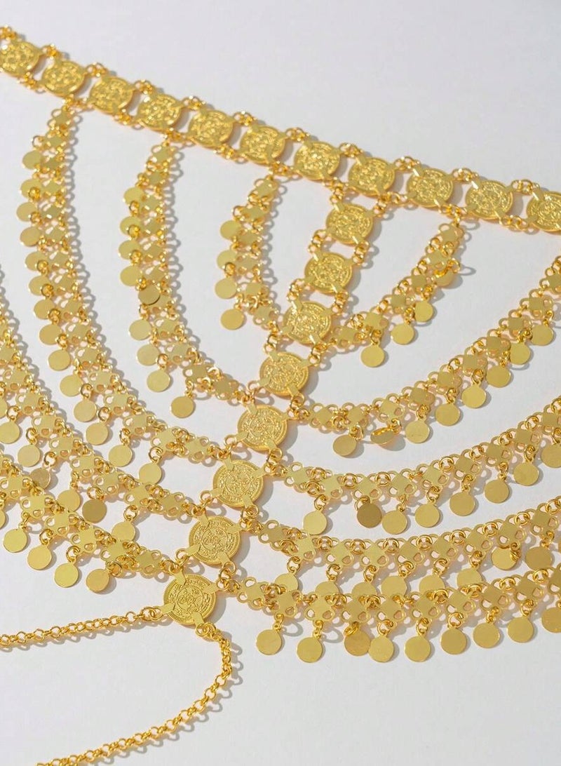 اكسسوار طوق رأس للاحتفال بيوم التأسيس واليوم الوطني السعودي بسلاسل ذهبية  بتصميم عملات - Image 4