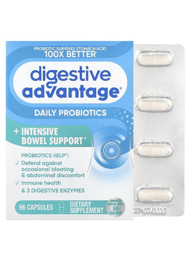 Schiff Schiff, Digestive Advantage®, Daily Probiotics + Intensive Bowel Support, 96 Capsules  - Image 1