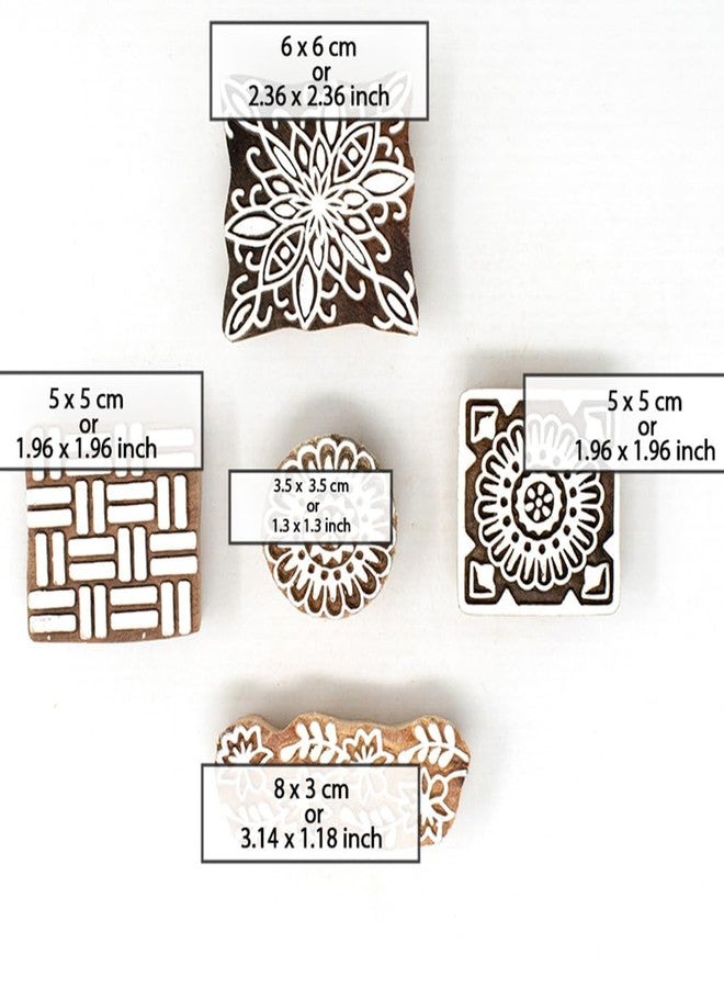 TwoGrams | Set of 5 | Wooden Indian Traditional Design Printing Stamps/Blocks for Printing Saree Border/Dresses/Craft Card Making/Scrapbook/Clay Pottery - Image 4