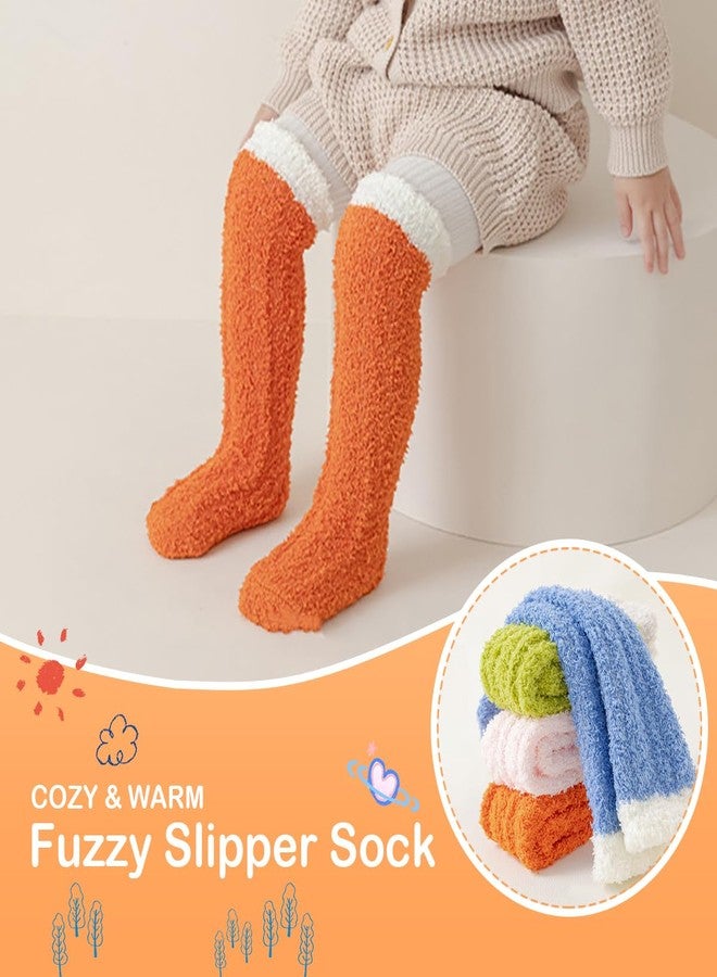 PLZSITDOWN Kid Fuzzy Knee High Socks Toddler Boys Grils Cozy Slipper Socks Soft Baby Winter Long socks Blue - Image 4