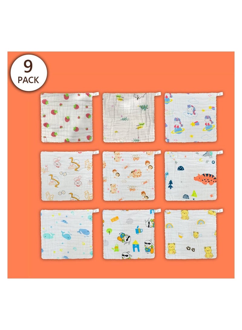 MARGOUN MARGOUN Baby Muslin Washcloths Soft Face Cloths for Newborn 30 * 30 cm, Absorbent Bath Face Towels, Baby Wipes, Burp Cloths or Face Towels (9 Pack)  - Image 2