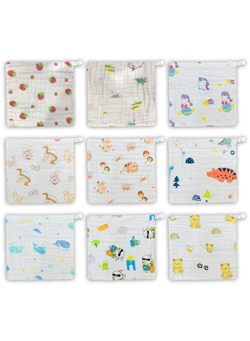 MARGOUN MARGOUN Baby Muslin Washcloths Soft Face Cloths for Newborn 30 * 30 cm, Absorbent Bath Face Towels, Baby Wipes, Burp Cloths or Face Towels (9 Pack)  - Image 1