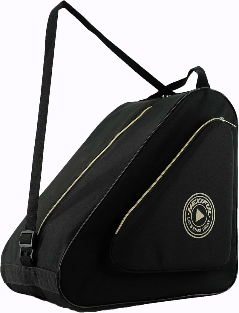 HEXIFUL Skate Bag for Ice, Inline, Roller & Quad Skates - Black/Gold - Image 1
