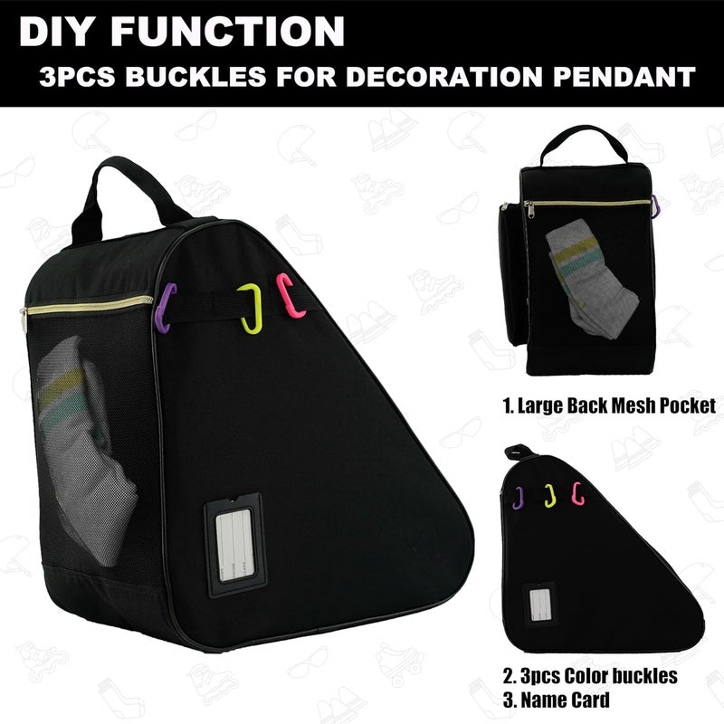 HEXIFUL Skate Bag for Ice, Inline, Roller & Quad Skates - Black/Gold - Image 5