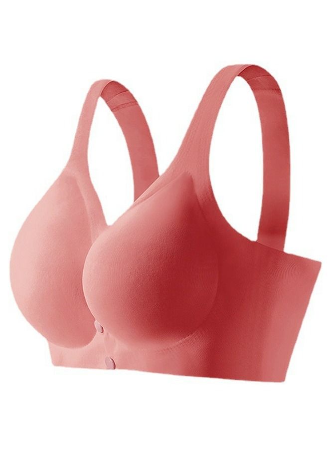 Solid Color Thin Cup Front Button Nursing Bra Pregnancy Underwear Iris Red