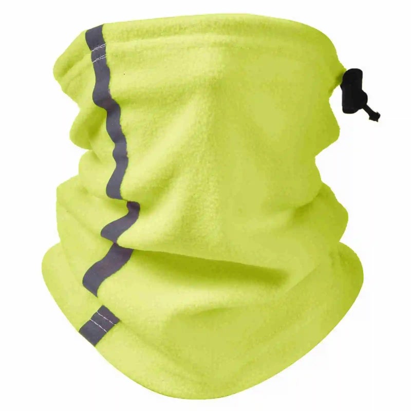 Yellow Winter Fleece Neck Warmer Reflective Windproof Ski Gaiter One Size - Image 2