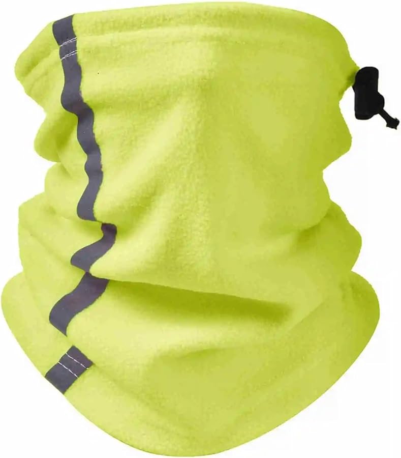Yellow Winter Fleece Neck Warmer Reflective Windproof Ski Gaiter One Size - Image 1