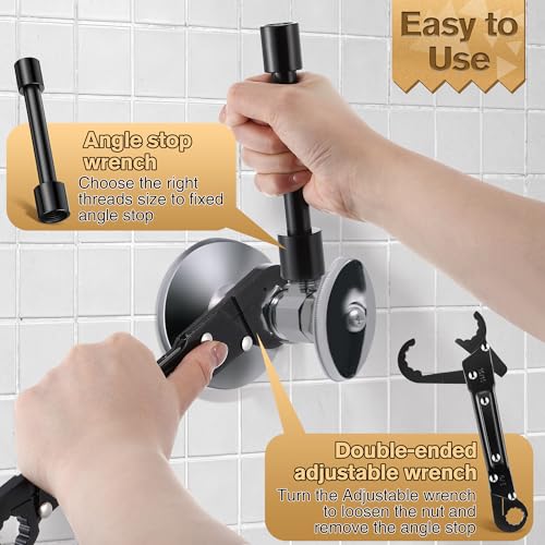 Feekoon 3 in 1 Plumbing Tools Angle Stop Wrench Kit with Compression Sleeve Puller Tool, Plumber Wrench Kit for Install Angle Stop & Nut, Compression Ring Removal Tool for Remove Nut & Ferrule - Image 4