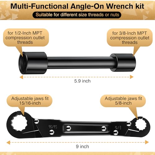 Feekoon 3 in 1 Plumbing Tools Angle Stop Wrench Kit with Compression Sleeve Puller Tool, Plumber Wrench Kit for Install Angle Stop & Nut, Compression Ring Removal Tool for Remove Nut & Ferrule - Image 2
