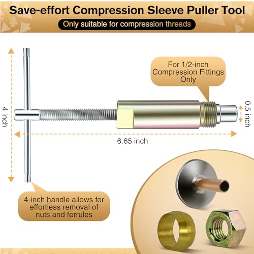 Feekoon 3 in 1 Plumbing Tools Angle Stop Wrench Kit with Compression Sleeve Puller Tool, Plumber Wrench Kit for Install Angle Stop & Nut, Compression Ring Removal Tool for Remove Nut & Ferrule - Image 3