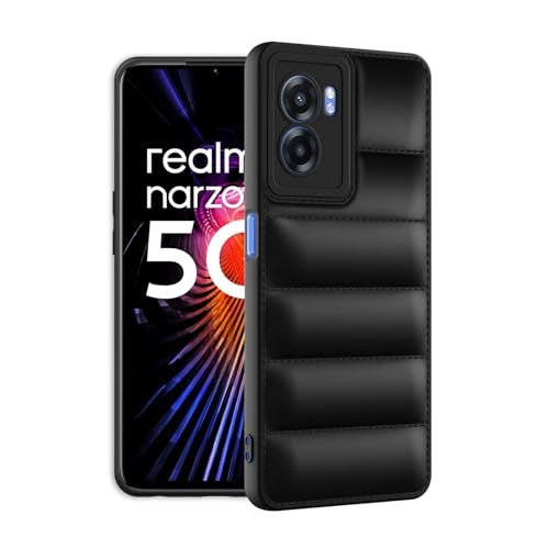 Plus Puffer Case Camera Protection Soft Back Cover for Realme Narzo 50 (5G) / Oppo K10 (5G) / Oppo A57 - Black - Image 2
