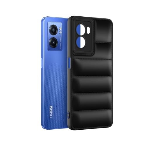 Plus Puffer Case Camera Protection Soft Back Cover for Realme Narzo 50 (5G) / Oppo K10 (5G) / Oppo A57 - Black - Image 3