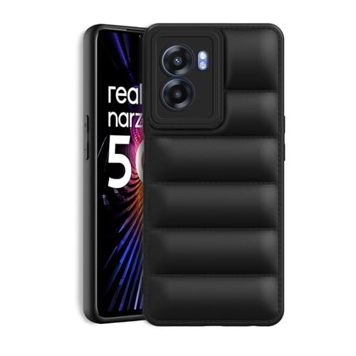 Plus Puffer Case Camera Protection Soft Back Cover for Realme Narzo 50 (5G) / Oppo K10 (5G) / Oppo A57 - Black - Image 1