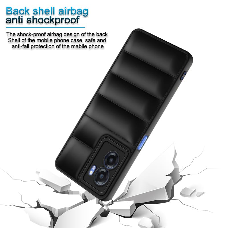 Plus Puffer Case Camera Protection Soft Back Cover for Realme Narzo 50 (5G) / Oppo K10 (5G) / Oppo A57 - Black - Image 4
