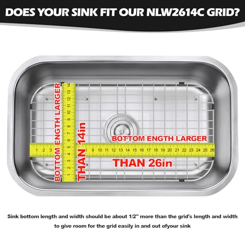 Rurayati Sink Protector Grid 26-1/16" x 14-1/16", Rear Drain with Corner Radius 3-1/2", 304 Stainless Steel Material Rear Drain - Image 5