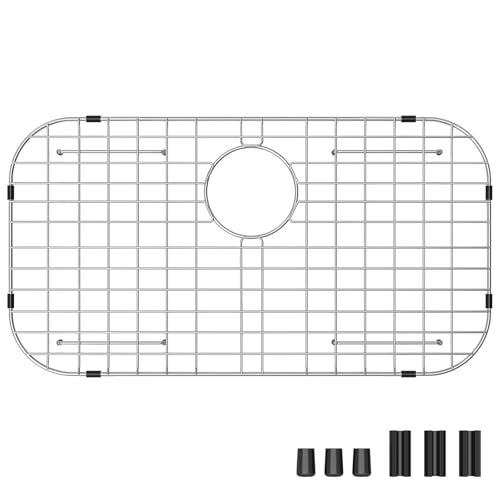 Rurayati Sink Protector Grid 26-1/16" x 14-1/16", Rear Drain with Corner Radius 3-1/2", 304 Stainless Steel Material Rear Drain - Image 1