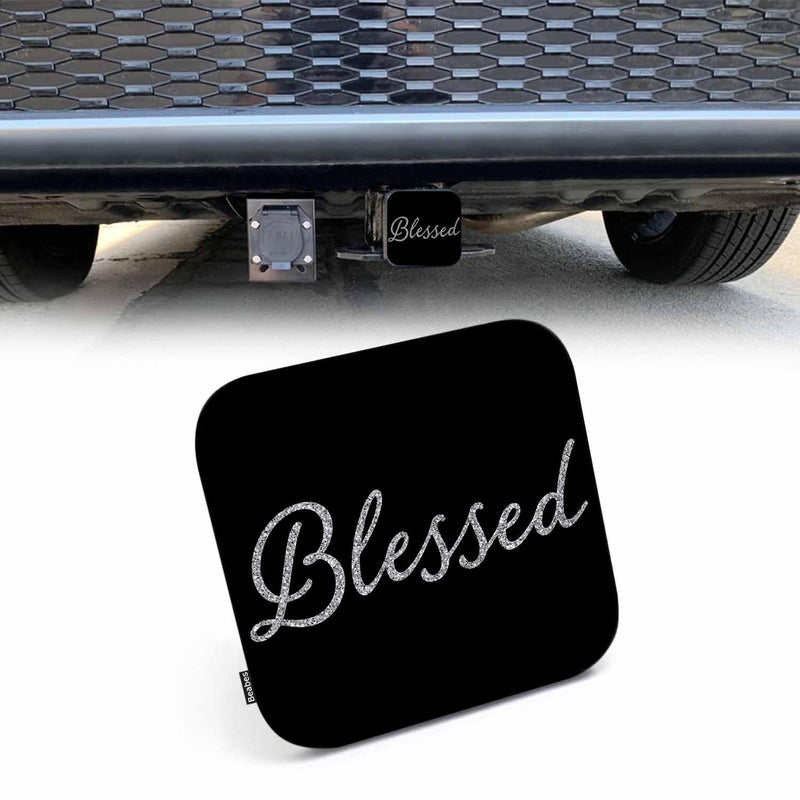 Beabes Trailer Hitch Cover for 2"" Receivers Blessed  Glitter Blessed Bible Verse Receiver Tube Hitch Plug Towing Hitch Covers Truck Hitch Accessories for Sedans Cars SUVs  Christian Quote Hitch Cover - Image 1